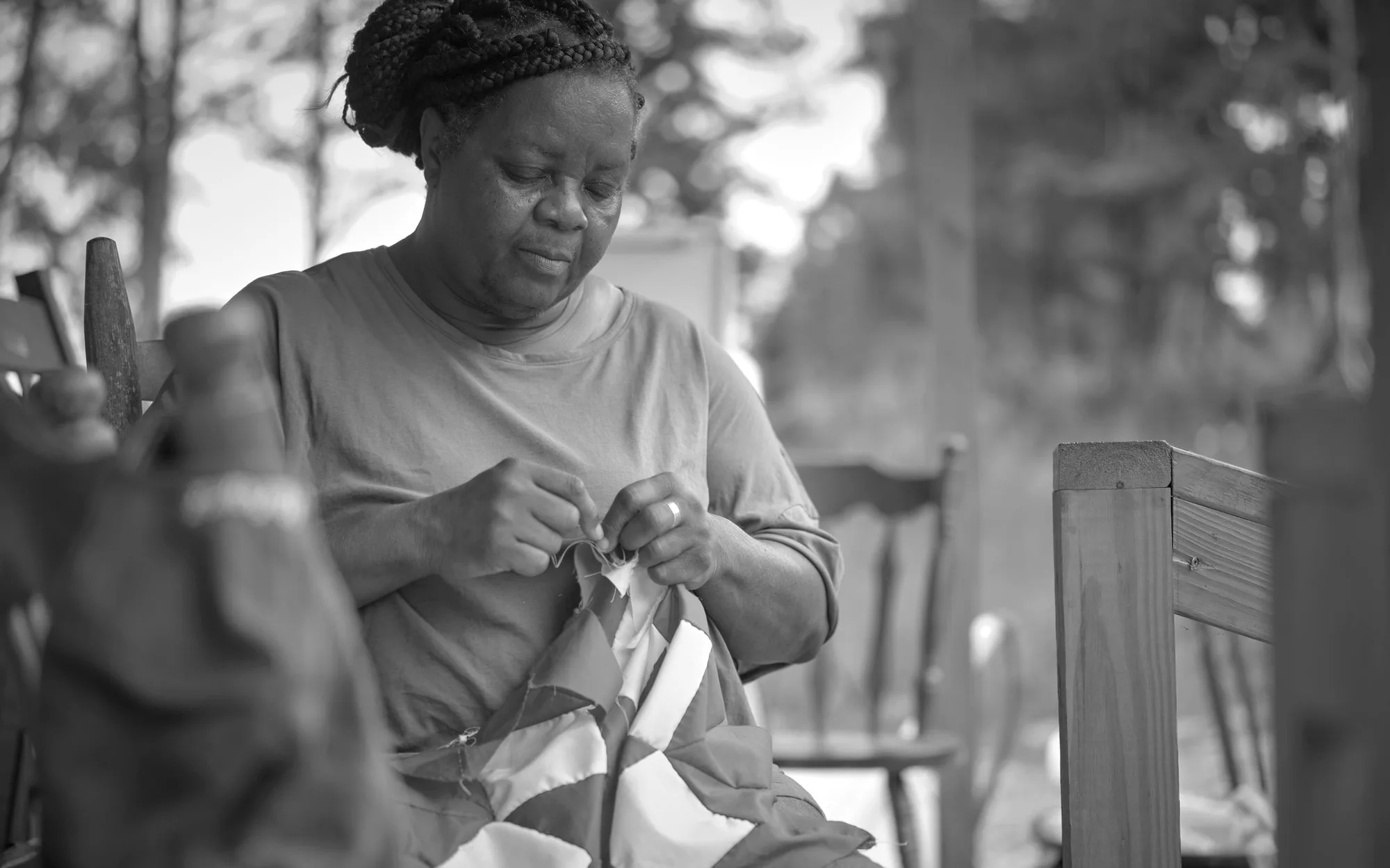 A quilter at work
