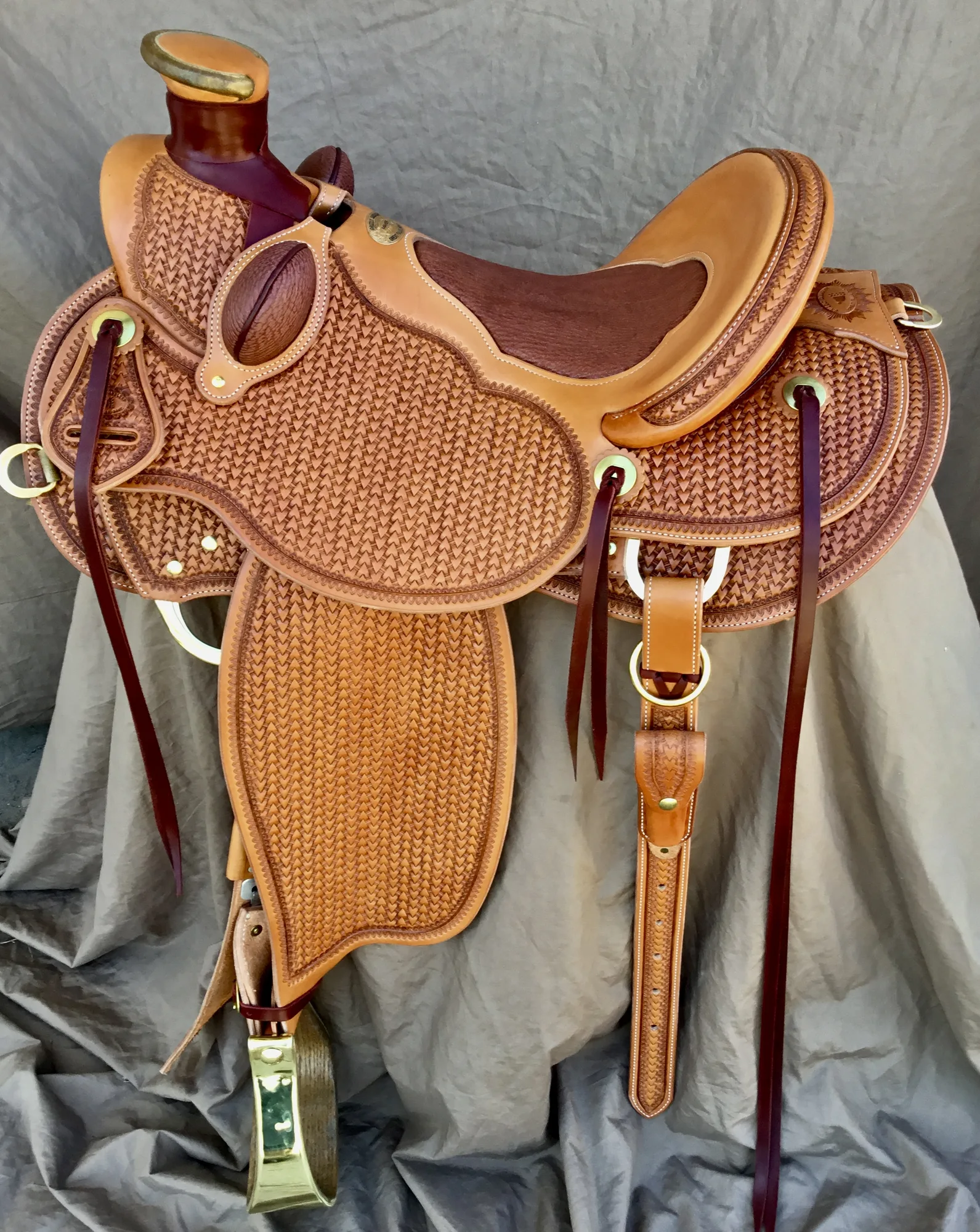A hand-tooled saddle by Jeff Gollehon